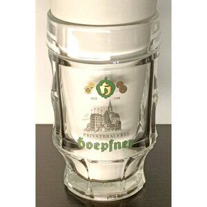 Hoepfner Privatbrauerei Seit 1798 Square Dimpled Glass Stein German Beer